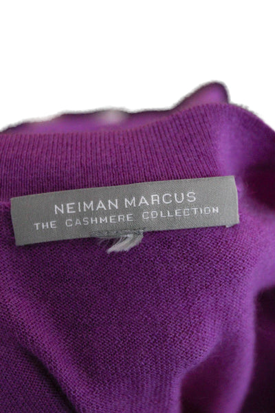 Neiman Marcus Women Tunic Sweater Purple Cashmere 3/4 Sleeve Round Neck Size L