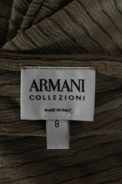 Armani Collezioni Women Basic Striped Viscose Tee Short Sleeve Green Size 8