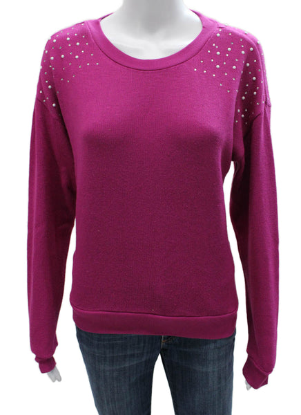 Wildfox Womens Purple Cotton Crewneck Pullover Sweatshirt Long Sleeve Size M