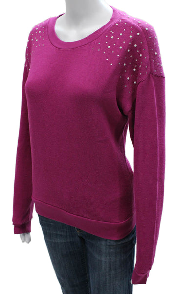 Wildfox Womens Purple Cotton Crewneck Pullover Sweatshirt Long Sleeve Size M