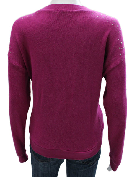 Wildfox Womens Purple Cotton Crewneck Pullover Sweatshirt Long Sleeve Size M