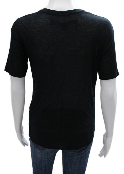 Raquel Allegra Women Basic Black Short Sleeve Tee Size 0