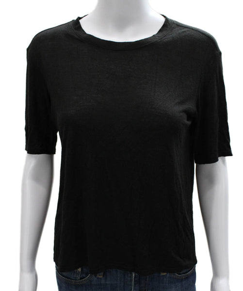 The Row Women Basic Black Crew Neck Short Sleeve T-Shirt Size S