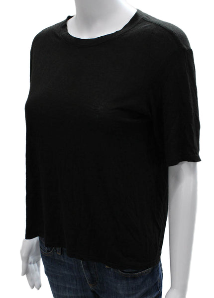 The Row Women Basic Black Crew Neck Short Sleeve T-Shirt Size S