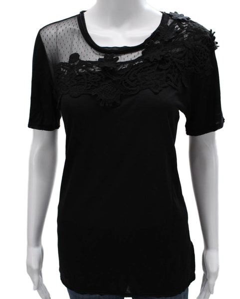 RED Valentino Women Basic Black Cotton Blend Short Sleeve T-Shirt Size M