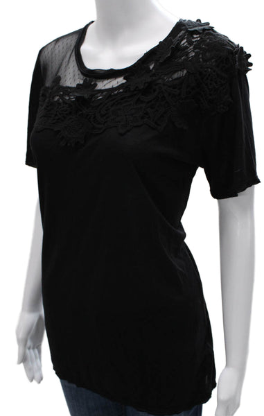 RED Valentino Women Basic Black Cotton Blend Short Sleeve T-Shirt Size M