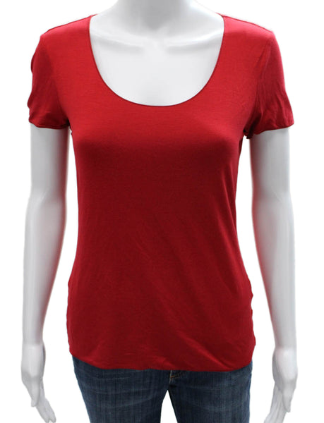 Armani Collezioni Women T-Shirt Red Short Sleeve Size 8