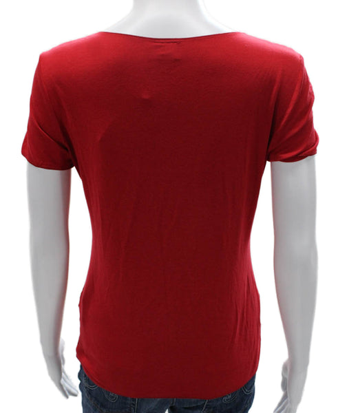 Armani Collezioni Women T-Shirt Red Short Sleeve Size 8