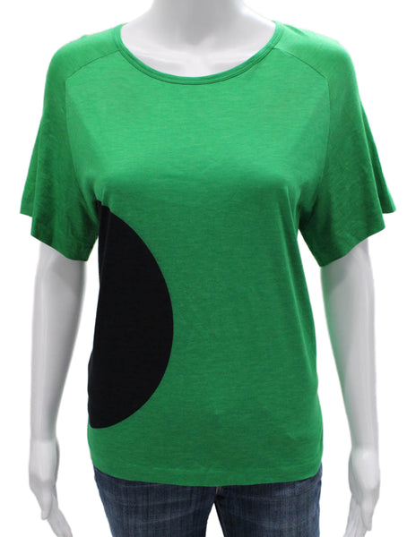 Jil Sander Womens Colorblock Green Short Sleeve T-Shirt Round Neck Size M