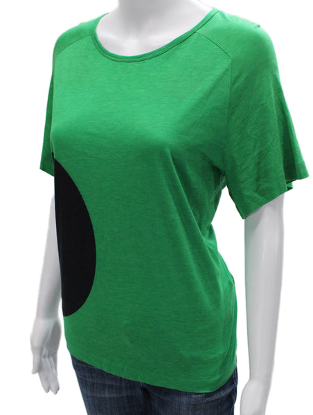 Jil Sander Womens Colorblock Green Short Sleeve T-Shirt Round Neck Size M