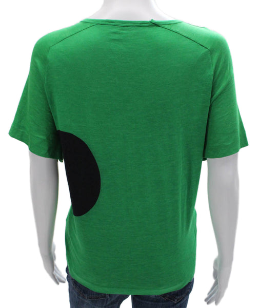 Jil Sander Womens Colorblock Green Short Sleeve T-Shirt Round Neck Size M