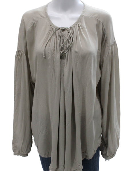 Raquel Allegra Women Tunic Gray Long Sleeve Rayon Blend Round Neck Size 0