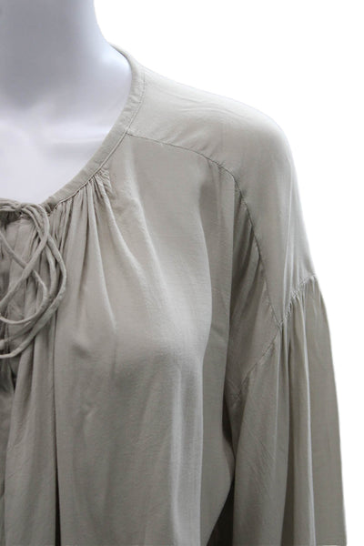 Raquel Allegra Women Tunic Gray Long Sleeve Rayon Blend Round Neck Size 0