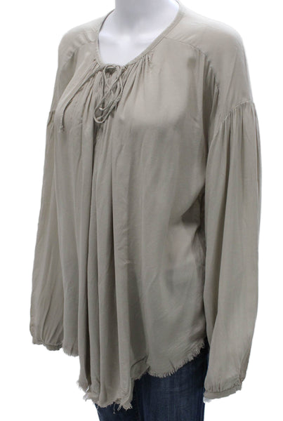 Raquel Allegra Women Tunic Gray Long Sleeve Rayon Blend Round Neck Size 0