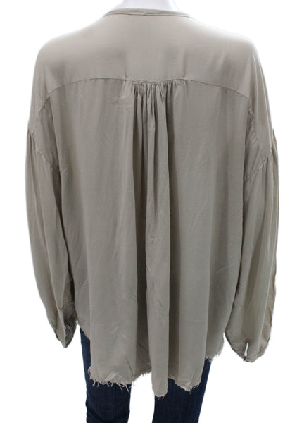 Raquel Allegra Women Tunic Gray Long Sleeve Rayon Blend Round Neck Size 0