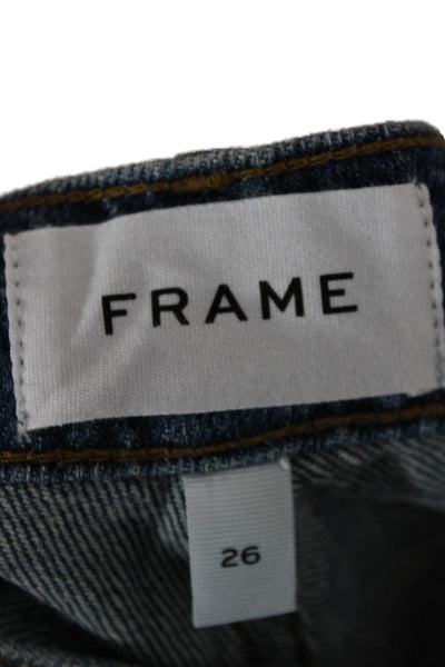 Frame Womens Straight Jeans Blue High Rise Cotton Blend Size 26
