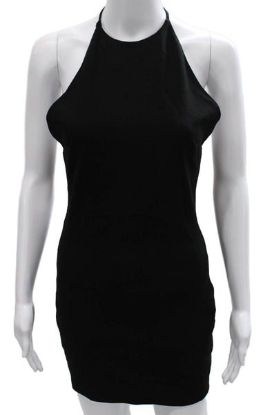 IRO Womens Bodycon Halter Mini Dress Black Sleeveless Acetate Size 36