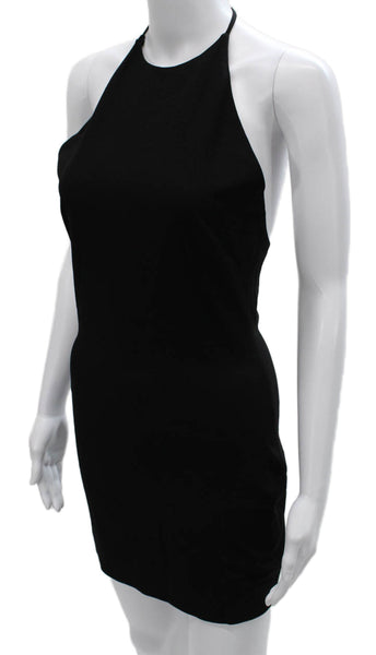 IRO Womens Bodycon Halter Mini Dress Black Sleeveless Acetate Size 36