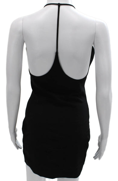 IRO Womens Bodycon Halter Mini Dress Black Sleeveless Acetate Size 36