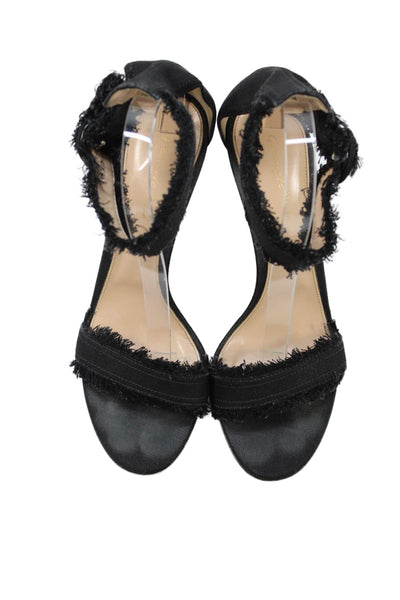 Gianvito Rossi Womens Frayed Edge Detail Stiletto Heels Black Size 10.5