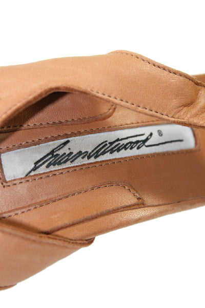 Brian Atwood Womens Leather Ankle Tie Detail Heels Beige Size 10