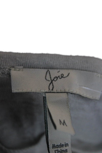 Joie Women Basic T-Shirt Colorblock Gray Linen Scoop Neck Short Sleeve Size M
