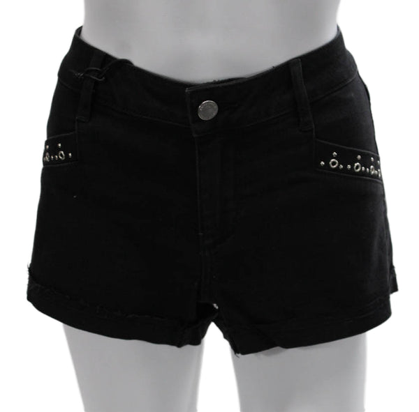Paige Womens Hot Pants Black Cotton Button Size 27