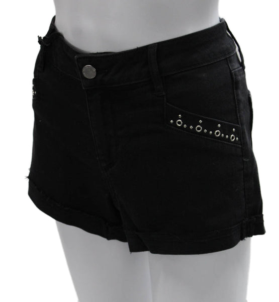 Paige Womens Hot Pants Black Cotton Button Size 27