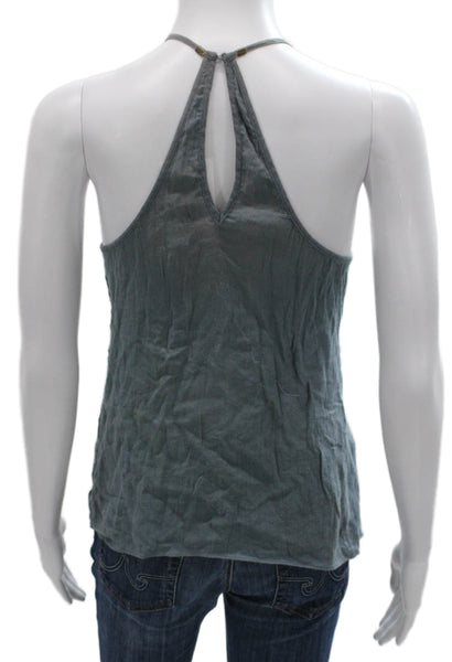 Rebecca Taylor Women Gray Halter Tank Cotton Sleeveless Size 10