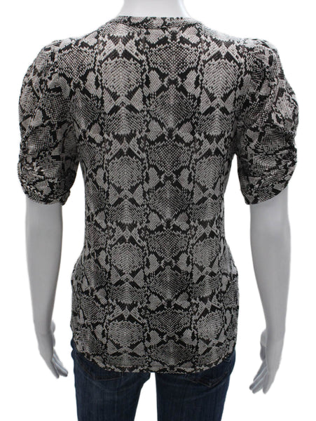 ALC Womens Animal Print Cotton Crew Neck Short Sleeve Basic T-Shirt Size XS