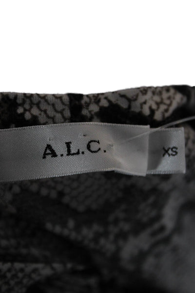 ALC Womens Animal Print Cotton Crew Neck Short Sleeve Basic T-Shirt Size XS