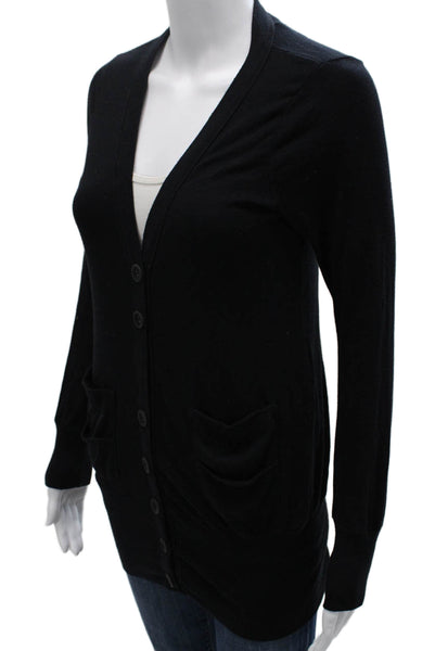 Splendid Womens Cardigan Black V-Neck Long Sleeve 50% Pima Cotton Size S