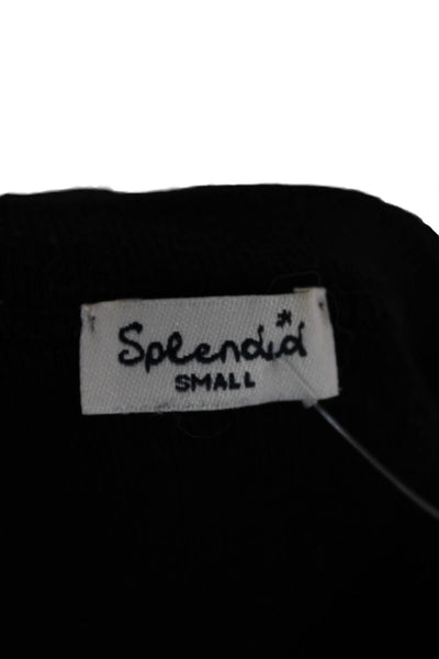 Splendid Womens Cardigan Black V-Neck Long Sleeve 50% Pima Cotton Size S