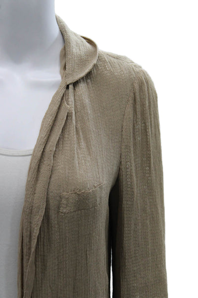 Joie Women Basic Jacket Beige 100% Silk Long Sleeve Solid Size S