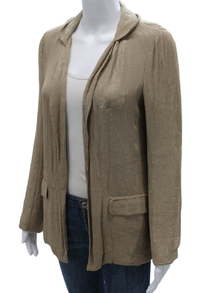 Joie Women Basic Jacket Beige 100% Silk Long Sleeve Solid Size S