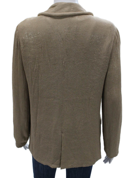 Joie Women Basic Jacket Beige 100% Silk Long Sleeve Solid Size S