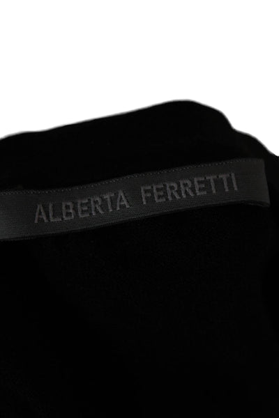 Alberta Ferretti Women Tunic Black Silk Boat Neck Long Sleeve Pullover Size 4