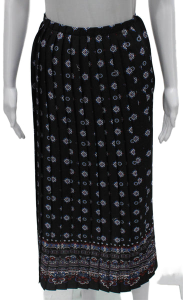 Erdem Womens Abstract Print Blouse Pleated A Line Skirt Set Black Size 8