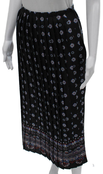 Erdem Womens Abstract Print Blouse Pleated A Line Skirt Set Black Size 8