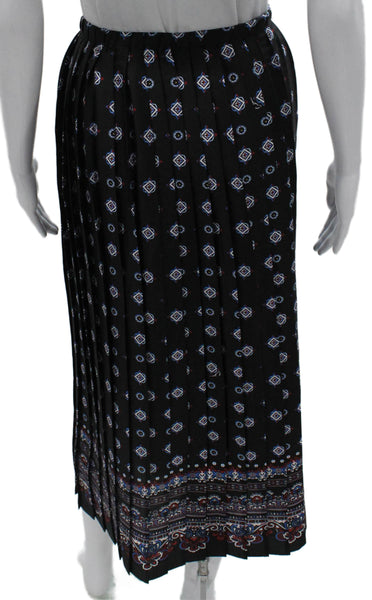 Erdem Womens Abstract Print Blouse Pleated A Line Skirt Set Black Size 8