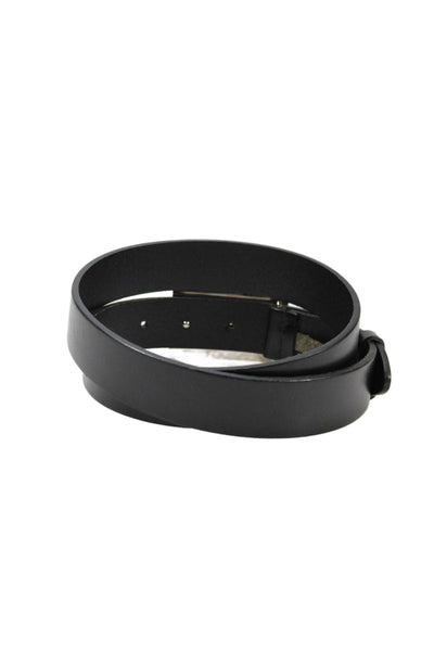 Dolce & Gabbana Womens Leather Silver Tone Trim Buckle Belt Black Size 34