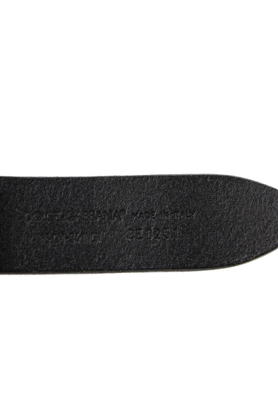 Dolce & Gabbana Womens Leather Silver Tone Trim Buckle Belt Black Size 34