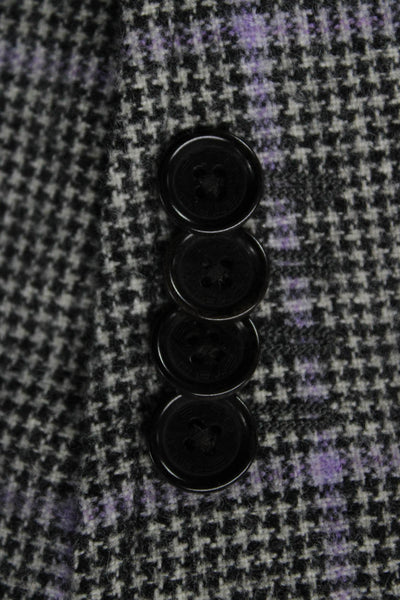 Etro Milano Mens Wool Plaid Blazer Gray Fall Size 54