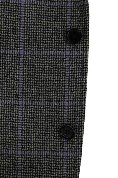 Etro Milano Mens Wool Plaid Blazer Gray Fall Size 54