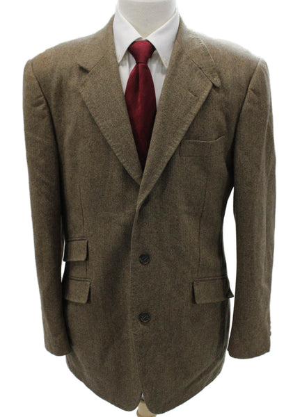 Etro Milano Mens Blazer Brown Herringbone Wool Size 42