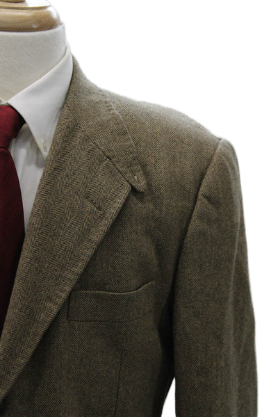 Etro Milano Mens Blazer Brown Herringbone Wool Size 42