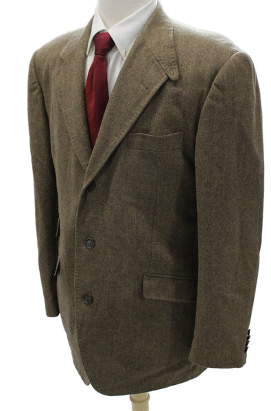 Etro Milano Mens Blazer Brown Herringbone Wool Size 42