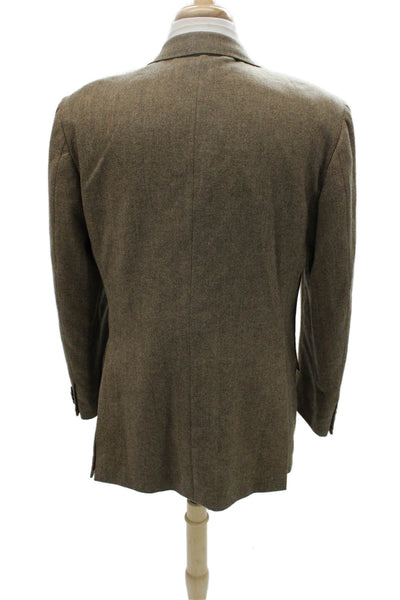 Etro Milano Mens Blazer Brown Herringbone Wool Size 42