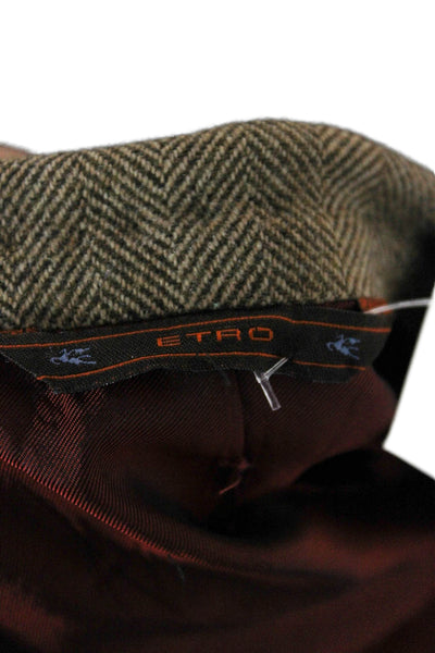 Etro Milano Mens Blazer Brown Herringbone Wool Size 42