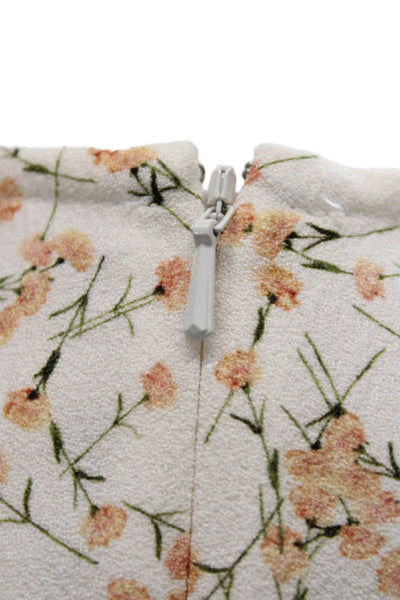Victoria Beckham Women Maxi Floral Dress White Long Sleeve Zip Size 8